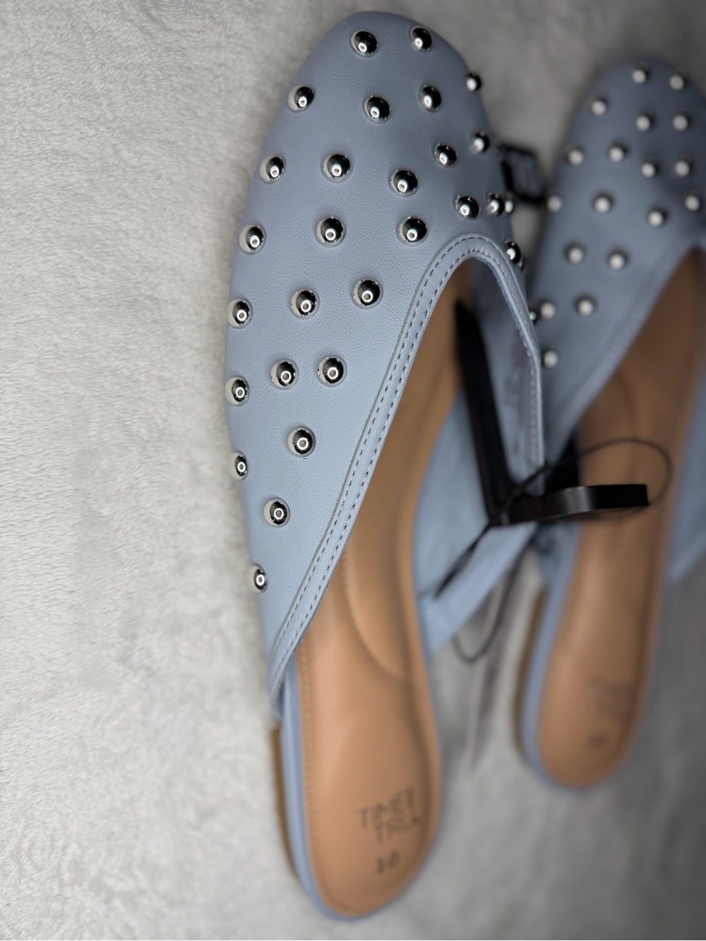 Time and Tru Powder Blue Studded Slip-On Mules - Picture 2 of 5